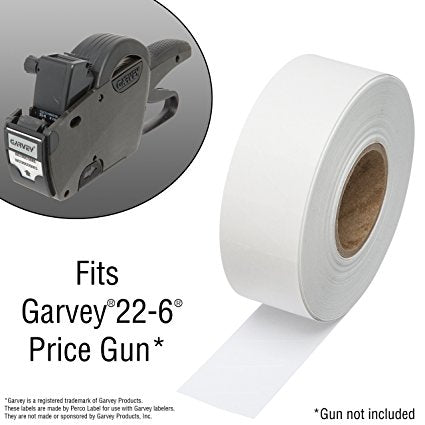 2212 White Pricing Labels for Garvey Contact 22-6 / 22-7 / 22-8 Price Gun – 9 Rolls, 11,000 Pricemarking Labels – With Bonus Ink Roll