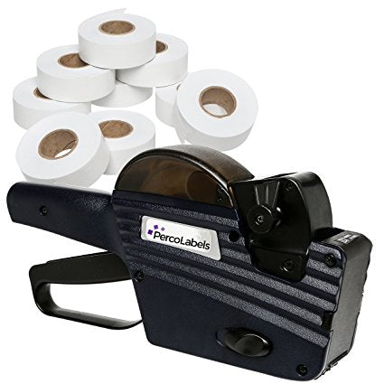 Perco Date Gun Labeler with Labels Date Coding Kit: Includes 8 Digits Gun Labeler, 10,000 White Labels, Label Remover, Bonus Ink Roll