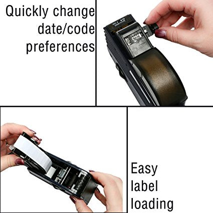 Perco Date Gun Labeler with Labels Date Coding Kit: Includes 8 Digits Gun Labeler, 10,000 White Labels, Label Remover, Bonus Ink Roll