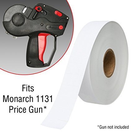 White Pricing Labels for Monarch 1131 Pricing Gun - 1 Sleeve, 8 Rolls 20,000 labels, Adhesive Stickers - Ink Roll Included - Made in the USA