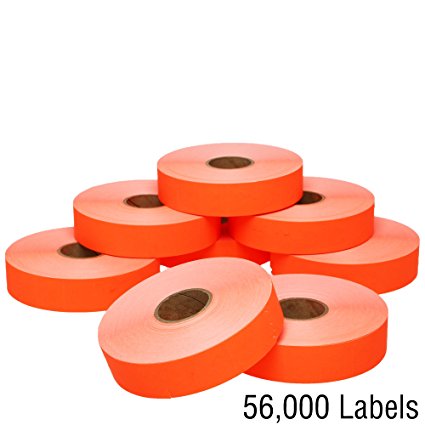 Red Pricing Labels for Monarch 1136 Price Gun – 4 Sleeves, 32 Rolls, 56,000 Pricemarking Labels Value Pack – Bonus Ink Rolls Included