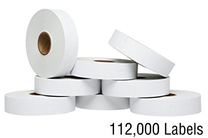 White Pricing Labels for Monarch 1136 Price Gun – Case of 8 Sleeves, 112,000 Pricemarking Labels Value Pack – Bonus Ink Rolls Included