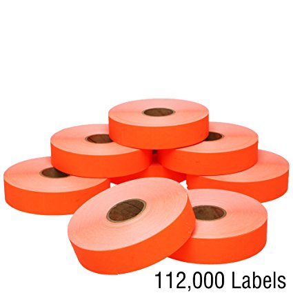 Red Pricing Labels for Monarch 1136 Price Gun – Case of 8 Sleeves, 112,000 Pricemarking Labels Value Pack – With Bonus Ink Rolls Included