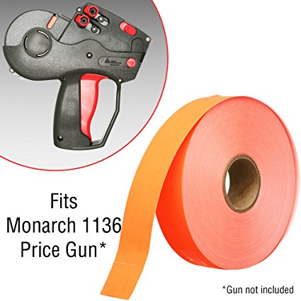 Red Pricing Labels for Monarch 1136 Price Gun – Case of 8 Sleeves, 112,000 Pricemarking Labels Value Pack – With Bonus Ink Rolls Included