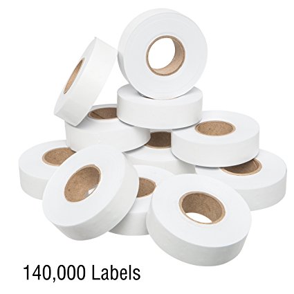 1812 White Pricing Labels for Garvey 18-6 One Line Price Gun – 10 Sleeves – 140,000 Price marking Labels – With Bonus Ink Rolls