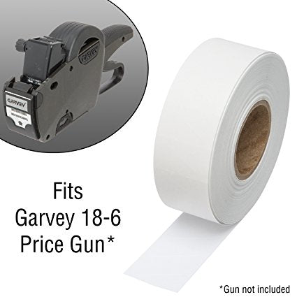 1812 White Pricing Labels for Garvey 18-6 One Line Price Gun, 11 rolls - 14,000 Price marking Labels – Bonus Ink Roll