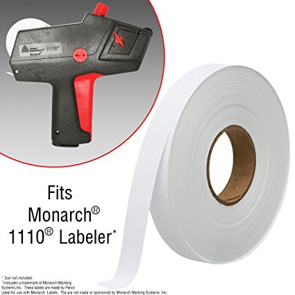 White Pricing Labels for Monarch 1110 Price Gun - 6 Sleeves, 102,000 Pricemarking Labels - With Bonus Ink Rolls