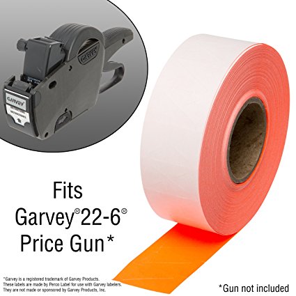 2212 Flou. Red Pricing Labels for Garvey 22-6 / 22-7 / 22-8 Price Gun – 9 Rolls, 11,000 Pricemarking Labels – With Bonus Ink Roll