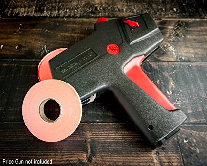 Flou. Red Pricing Labels for Monarch 1110 Price Gun - 6 Sleeves, 102,000 Pricemarking Labels - With Bonus Ink Rolls