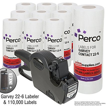 Garvey 22-6 Priceing Gun With Labels Value Pack : Includes Garvey 22-6 Price Gun, 110,000 White Price marking Labels and Inker.