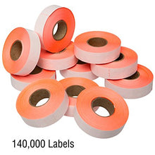 1812 Fluorescent Red Pricing Labels for Garvey 18-6 One Line Price Gun – 140,000 Price marking Labels – With Bonus Ink Rolls