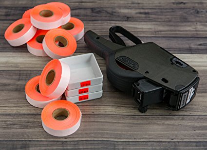 1812 Fluorescent Red Pricing Labels for Garvey 18-6 One Line Price Gun – 140,000 Price marking Labels – With Bonus Ink Rolls
