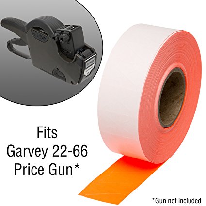 2216 Flou. Red Pricing Labels for Garvey 22-66 / 22-77 / 22-88 Two Line Pricing Gun - 9 Rolls - 9,000 Pricemarking Labels - With Bonus Ink Roll